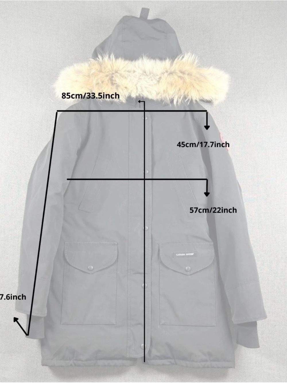 Canada Goose Black Trillium Parka with Fur-Trim Hood and Patch - Picture 2 of 16